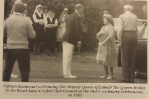 Captain Beaumont welcomes Her Majesty Queen Elizabeth The Queen Mother